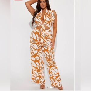 Orange and White Pant Set